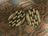 Signed Carlo Tasco 925 Sterling Silver Ribbed Chain Link Taxco Clip On Earrings