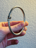 Vintage Sterling Silver 925 Ribbed Rope Bangle Twist Off Bracelet 11.85g