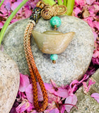 Vintage Green Jade Tone Stone Rope Spiritual Hanging Decor Protection Amulet