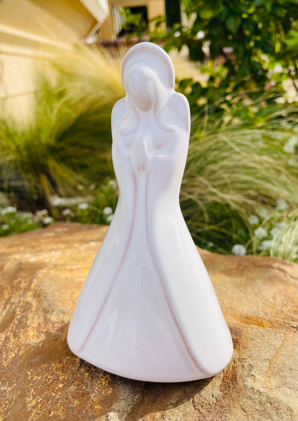 Vintage Frankoma Pottery Ceramic White Porcelain Praying Angel Madonna Figurine
