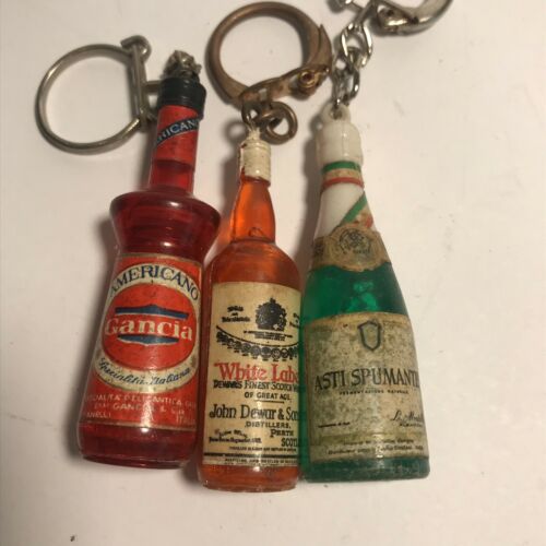 Set Of 3 Mini Plastic Novelty Bottle Keychains