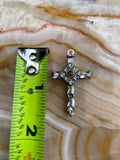 Silver Tone Cubic Zirconia CZ Cross Pendant