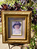 Vintage Gold Framed Matted Portrait Victorian Woman w Hat Set of 2 Gallery Art