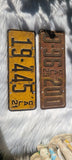 Antique California Black & Yellow Metal 1921 & 1925 License Plate Lot Set of 2