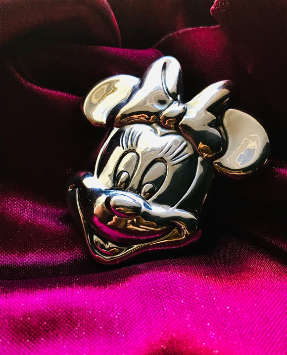 Vintage Disney Minnie Mouse Weighted Sterling Silver D.L.C. Pendant Pin Brooch