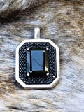 Vintage Designer STS Sterling Silver 925 Faceted Black Onyx Gem Stone Pendant