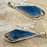 Vintage Sterling Silver 925 Lapis Lazuli Gem Stone Large Teardrop Pendant 21.8g