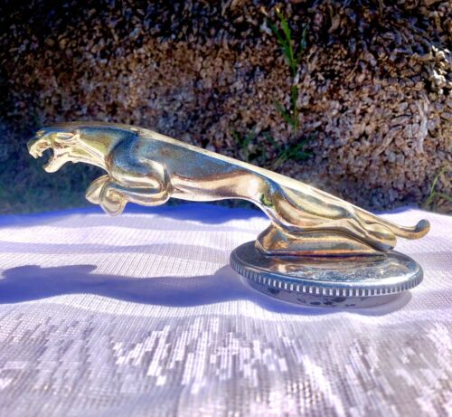 Rare Vintage Jaguar Gold Chrome Hood Ornament