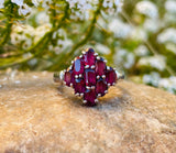 Art Deco Sterling Silver Purple Red Pink Garnet or Spinel Gemstone Ring Size 7