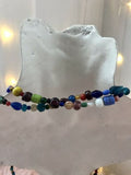 Beautiful Multi Color Rainbow Glass Art Beaded Extra Long Layerable Necklace
