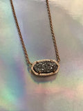 Kendra Scott Designer Rose Gold Plated Druzy Stone Necklace