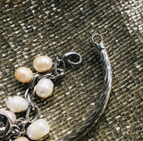 Silver Tone Moon Pearl Moon Charm Bracelet