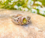 Celtic Trinity Knot Triquetra Sterling Silver 925 Peridot Gemstone Ring Size6.25