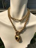 Vintage Designer Joan Rivers Signed Gold Tone Chunky Link Necklace Chain Heart