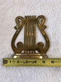 Vintage Solid Brass Musical Notes Harp Music Bookend Set