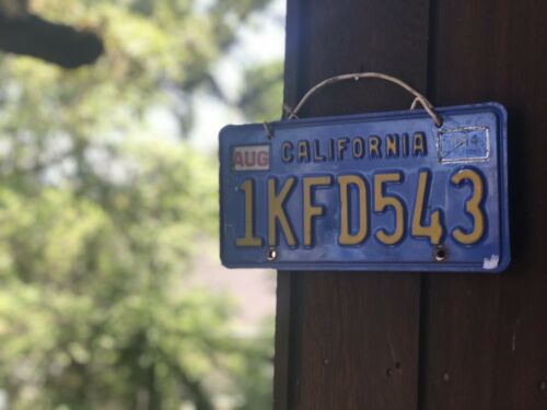 Vintage Blue & Yellow California license plate pair 1KFD543 Back Front Set