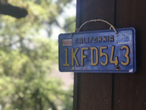Vintage Blue & Yellow California license plate pair 1KFD543 DMV Oldsmobile Set