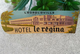 Vintage Hotel Le Regina Luggage Sticker Label Loepoldville