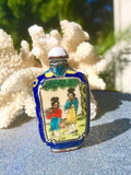 Antique Chinese Women Cloisonne Enamel Multicolor Folk Art Snuff Bottle Rare