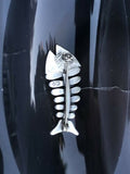 Vintage Taxco Sterling Silver Fish Bone Skeleton Brooch Pin Articulate Mexico