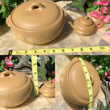 Vintage Chinese Yixing Zisha Clay Teapot & Rice Bowl Signed Lid & Bottom