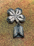 Vintage Sterling Silver Luck 4 Leaf Clover Irish Vest Pin