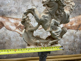 Vintage Greek Roman Warrior on Horse Fighting Demon Plaster Studio Art Sculpture