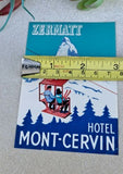 Vintage Hotel Mont-Cervin Snow Mountain Ski Snowboard Lift Luggage Label Zermatt