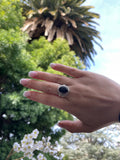 Sterling Silver 925 Black Onyx Oval Ring Size 9 Weighs 7.4g