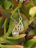 Vintage Signed Sterling Silver 925 Green Peridot Pierced Drop Earrings