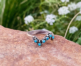 Artisan Sterling Silver 925 Turquoise Round Stone Zig Zag Ring 3.38g Size 9.25