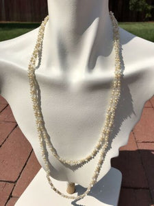 Vintage Extra Long Faux Pearl + Clear Bead Layerable Necklace