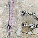 Vintage Artisan Rhinestone Statement Metal Silver Tone Link Tassel Long Necklace