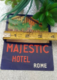 Vintage Majestic Hotel Rome Luggage Sticker Label