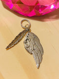 Vintage 925 Sterling Silver Feather wing Dangle Pendant Feathers Charms 5.23g