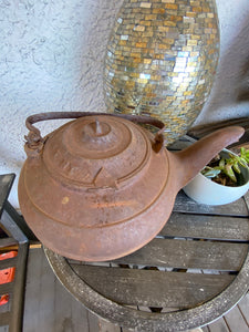 Antique Old Metal Cast Iron J.A. Goeway NY Tea Pot Kettle with Handle