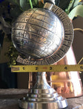 Silver Tone Metal World Globe Decor Desk Paperweight 8” Tall