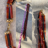 Vintage Designer Black Orange Bakelite Multi Row Beaded Fashion Long Necklace