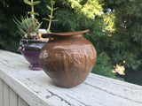 Antique Hindu Copper Spiritual Puja Repousse Etched Holy Water Vase Vessle