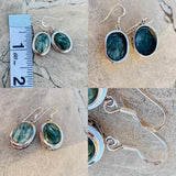 Sterling Silver 925 Green Seraphinite Charoite Gem Stone Round Earrings 6g