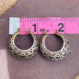 Dainty Sterling Silver Heart Pierced Hollow Hoop Dome Earrings Weighs 6.9g