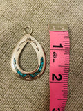 Vintage Sterling Silver 925 Mosaic Turquoise Stone Tear Drop Charm Pendant