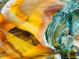 Blue Orange Colorful Fish Artisan Hand Blown Art Glass Swordfish Bowl Sculpture