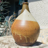 Vintage Pottery Signed Tosh Tu Brown Tone Speckled Stoneware Glazed Vase Decor