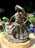 Signed Artist Paul Swan Bronzed Clay Warrior Woman Sculpture