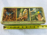 Vintage Nestles Bird Metal Tin Trinket Green Box Container