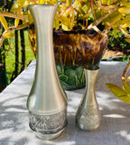 Beautiful Vintage Egyptian Style Engraved Sliver Tone 2 Vases Made in Thailand