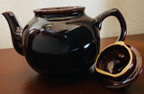 Beautiful Vintage Glossy Dark Chocolate Brown Glazed Tea Pot