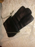 Vintage Authentic Ecoté Petite Black Magnetic Purse W Gold Sequins & Chain Strap