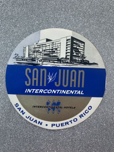 San Juan Intercontinental Puerto Rico Original Unused Luggage Label Sticker Rare